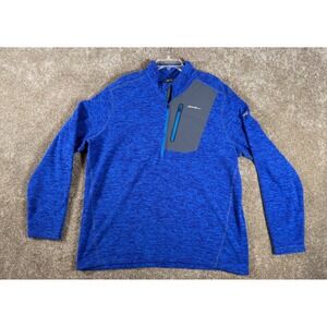 Eddie Bauer First Ascent Men's Blue Heathered Fleece 1/4 Zip Pullover 2XLT